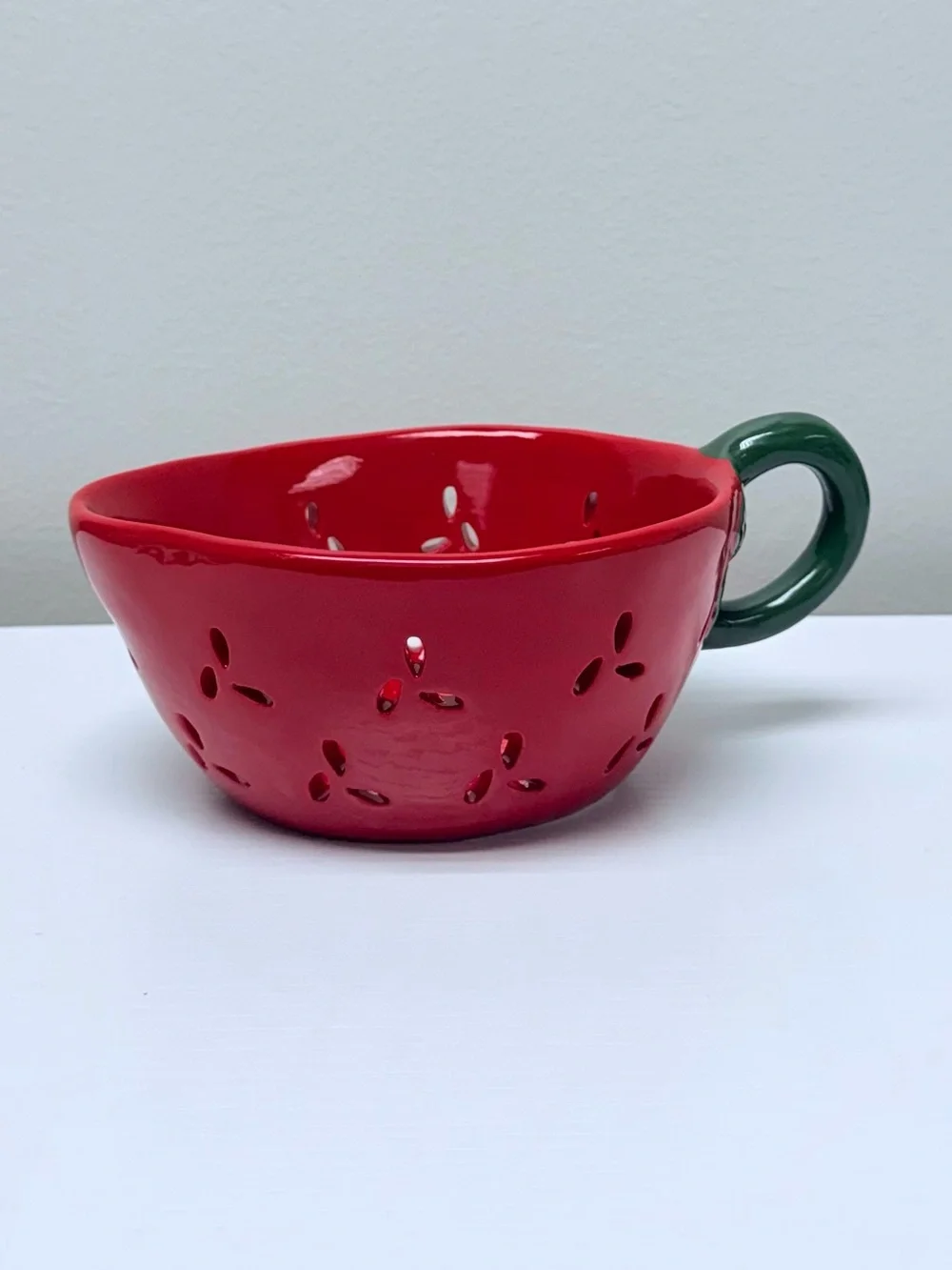 Red Strawberry Ceramic Berry Bowl with Green Leaf Handle, Target Bullseye 2026
